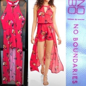 No Boundaries Floral Red Maxi Dress size M